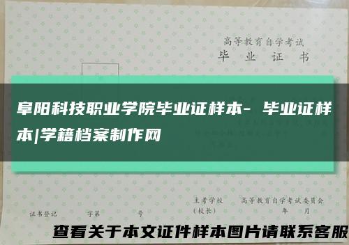 阜阳科技职业学院毕业证样本- 毕业证样本|学籍档案制作网缩略图