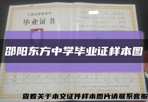 邵阳东方中学毕业证样本图缩略图