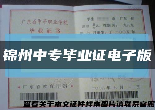 锦州中专毕业证电子版缩略图