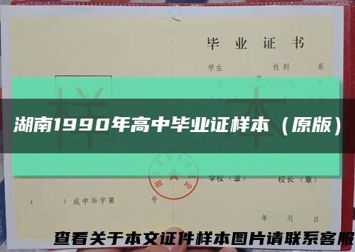湖南1990年高中毕业证样本（原版）缩略图