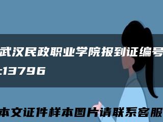 武汉民政职业学院报到证编号:13796缩略图