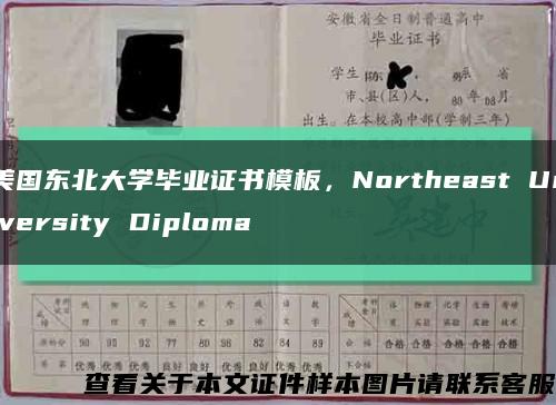 美国东北大学毕业证书模板，Northeast University Diploma缩略图