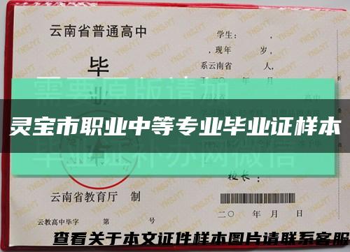 灵宝市职业中等专业毕业证样本缩略图