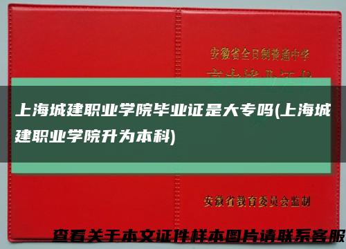 上海城建职业学院毕业证是大专吗(上海城建职业学院升为本科)缩略图