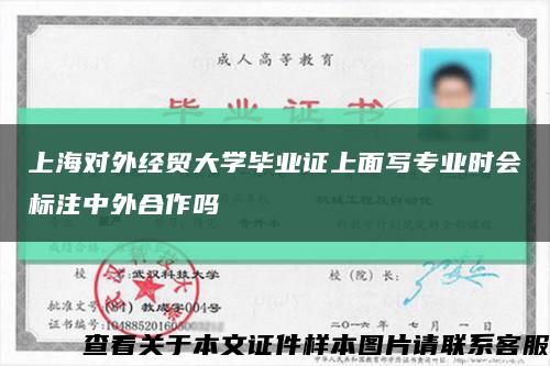 上海对外经贸大学毕业证上面写专业时会标注中外合作吗缩略图