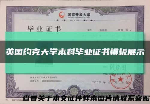 英国约克大学本科毕业证书模板展示缩略图