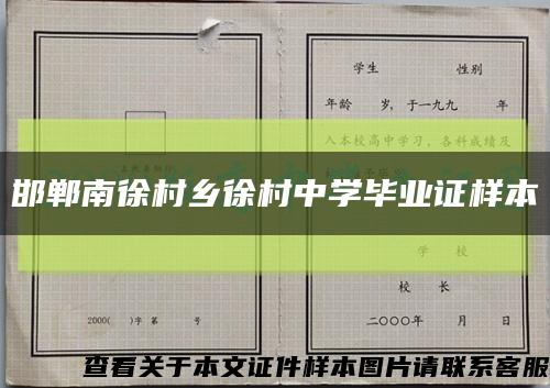 邯郸南徐村乡徐村中学毕业证样本缩略图
