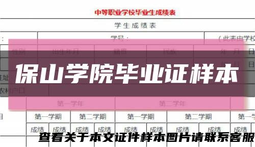 保山学院毕业证样本缩略图