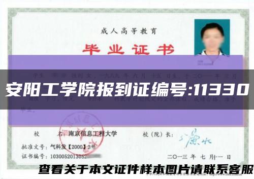 安阳工学院报到证编号:11330缩略图