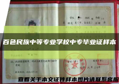 百色民族中等专业学校中专毕业证样本缩略图