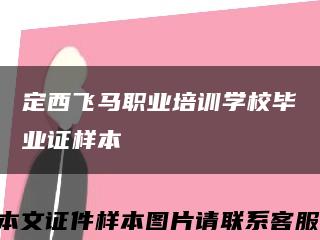定西飞马职业培训学校毕业证样本缩略图