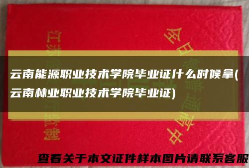 云南能源职业技术学院毕业证什么时候拿(云南林业职业技术学院毕业证)缩略图