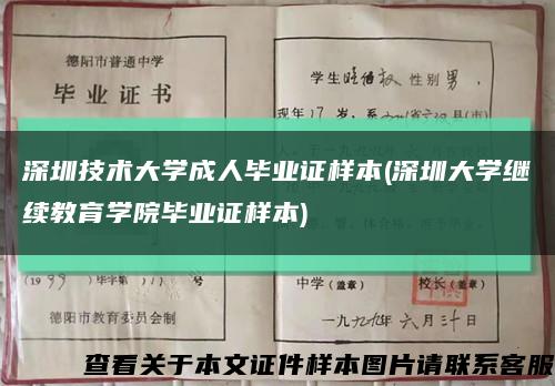 深圳技术大学成人毕业证样本(深圳大学继续教育学院毕业证样本)缩略图