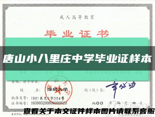唐山小八里庄中学毕业证样本缩略图