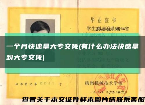 一个月快速拿大专文凭(有什么办法快速拿到大专文凭)缩略图