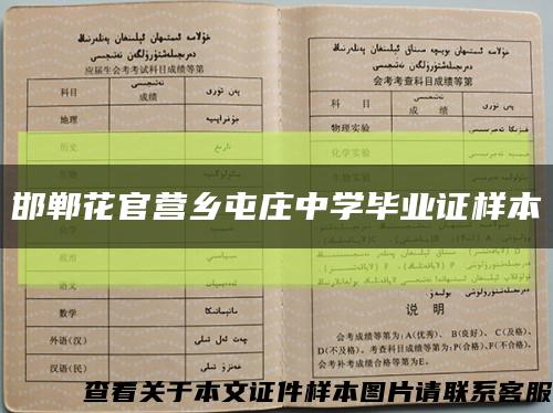 邯郸花官营乡屯庄中学毕业证样本缩略图