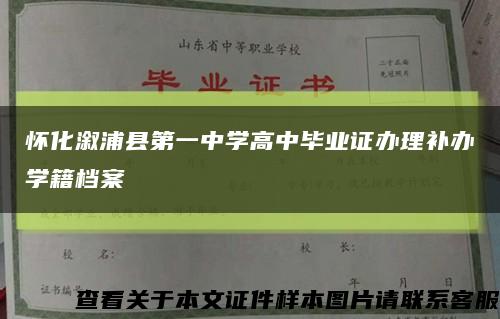 怀化溆浦县第一中学高中毕业证办理补办学籍档案缩略图