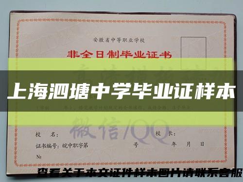 上海泗塘中学毕业证样本缩略图