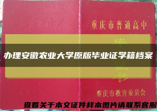 办理安徽农业大学原版毕业证学籍档案缩略图