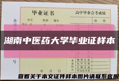 湖南中医药大学毕业证样本缩略图