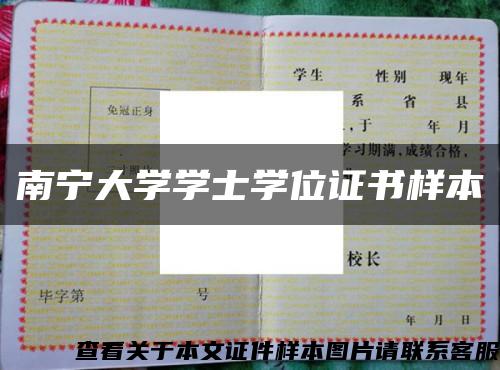南宁大学学士学位证书样本缩略图