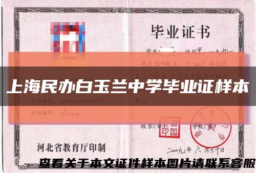 上海民办白玉兰中学毕业证样本缩略图