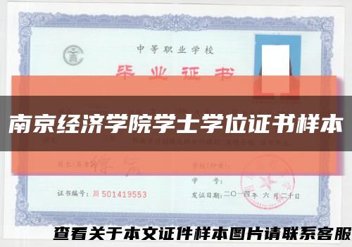 南京经济学院学士学位证书样本缩略图