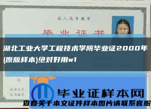 湖北工业大学工程技术学院毕业证2000年(原版样本)绝对好用w1缩略图