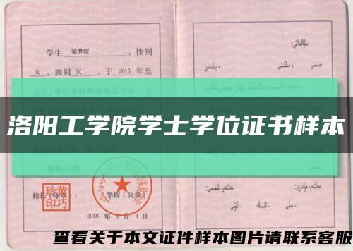 洛阳工学院学士学位证书样本缩略图