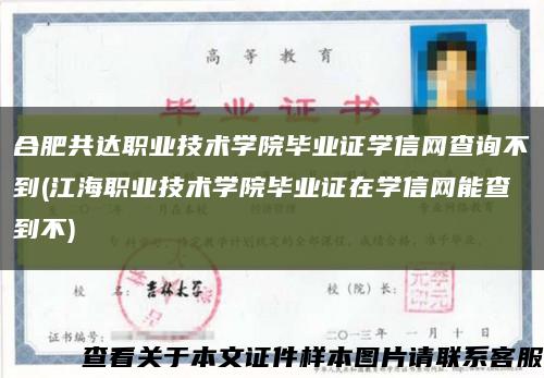 合肥共达职业技术学院毕业证学信网查询不到(江海职业技术学院毕业证在学信网能查到不)缩略图