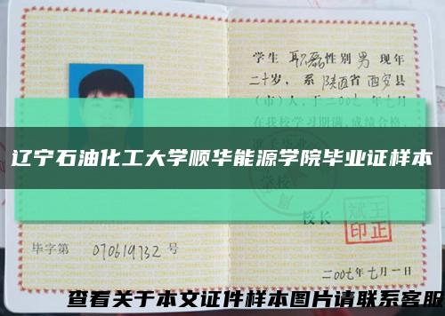辽宁石油化工大学顺华能源学院毕业证样本缩略图