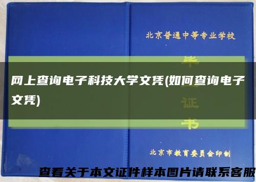 网上查询电子科技大学文凭(如何查询电子文凭)缩略图