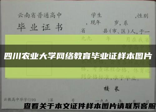 四川农业大学网络教育毕业证样本图片缩略图