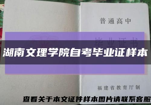 湖南文理学院自考毕业证样本缩略图