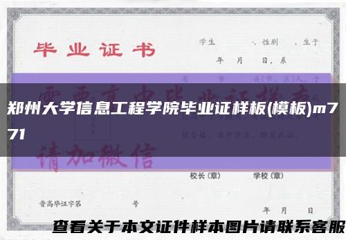 郑州大学信息工程学院毕业证样板(模板)m771缩略图