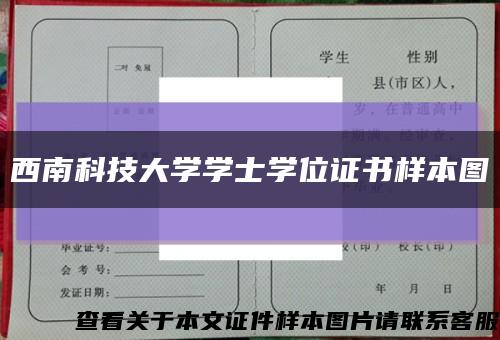 西南科技大学学士学位证书样本图缩略图