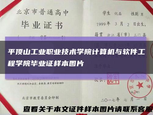 平顶山工业职业技术学院计算机与软件工程学院毕业证样本图片缩略图