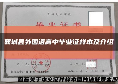 襄城县外国语高中毕业证样本及介绍缩略图