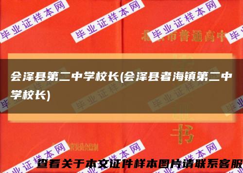 会泽县第二中学校长(会泽县者海镇第二中学校长)缩略图
