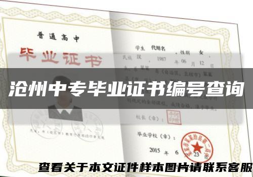沧州中专毕业证书编号查询缩略图