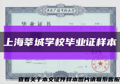 上海莘城学校毕业证样本缩略图