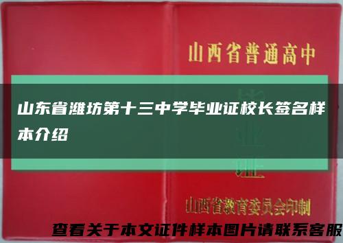 山东省潍坊第十三中学毕业证校长签名样本介绍缩略图