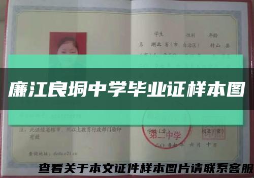 廉江良垌中学毕业证样本图缩略图