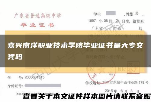 嘉兴南洋职业技术学院毕业证书是大专文凭吗缩略图