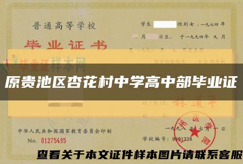 原贵池区杏花村中学高中部毕业证缩略图