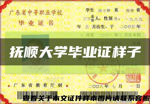 抚顺大学毕业证样子缩略图