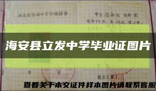 海安县立发中学毕业证图片缩略图