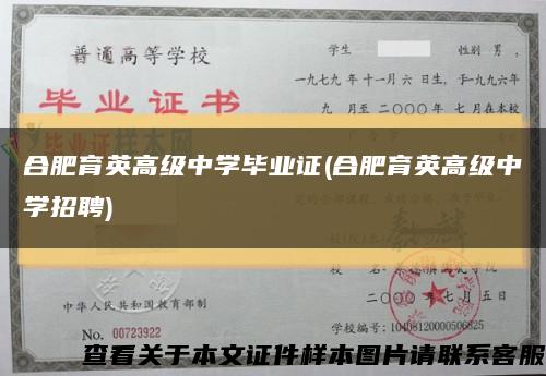 合肥育英高级中学毕业证(合肥育英高级中学招聘)缩略图