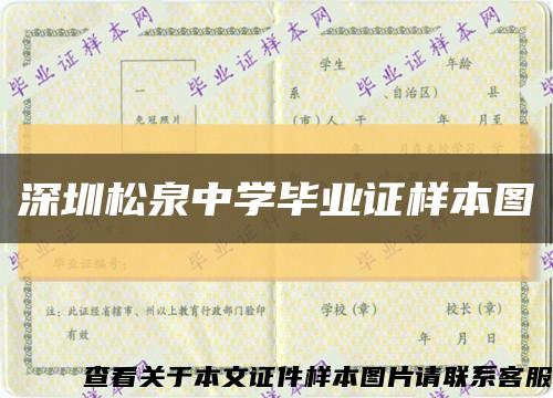 深圳松泉中学毕业证样本图缩略图