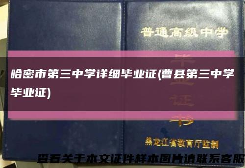 哈密市第三中学详细毕业证(曹县第三中学毕业证)缩略图